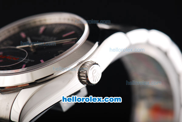 Rolex Air King Automatic Movement Full Steel with Black Dial and Pink Stick Markers - Click Image to Close